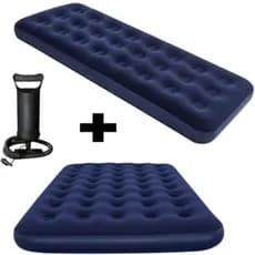Kit Colchão Casal Inflável Resistente + Colchão Solteiro Inflável + 1 Bomba De AR