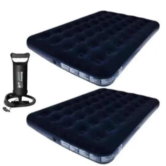 Kit 2 Colchão Inflável Casal Camping Acampamento Resistente Suporta 300 Kilos + Bomba de Ar
