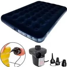 kit Colchao Inflavel Casal Aveludado Resistente Suporta 300 Kilos + Bomba de Ar Eletrica Bivolt