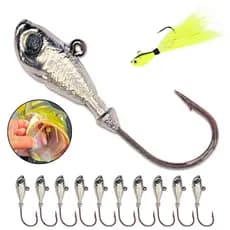 Jig Head Anzol Pesca Kit 10un Atado Real Jig de Pena Xuxinha Peninha Tucunaré Traíra Isca Artificial