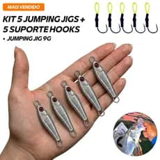Micro Jumping Jig Pesca 9g Isca Artificial SEM PINTURA Slim Chumbo + Suporte Hook Anzol Kit