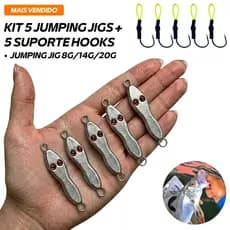 Micro Jumping Jig Pesca Isca Artificial SEM PINTURA Sapinho Chumbo + Suporte Hook Anzol Kit 5