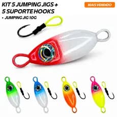Micro Jig Slow Cucaracha 10gr Kit 5un + 5 Suporte Hook Jigging Vertical Pesca Isca Artificial