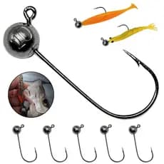 Jig Head Anzol Pesca Kit 5un Black Nickel Robalo Tucunaré Traíra Isca Artificial Soft Pescaria