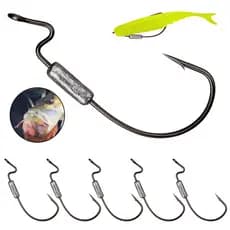 Anzol Offset Lastreado Kit 10un Ewg Robalo Isca Artificial Soft Pesca Esportiva Super Resistente