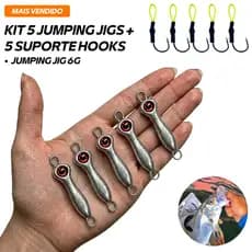 Micro Jumping Jig Pesca 6g Isca Artificial SEM PINTURA Martelinho Chumbo + Suporte Hook Anzol Kit