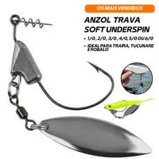Anzol Offset Pesca Underspin c/ Trava Soft Isca Artificial Acessórios Anti Enrosco Traíra Tucunaré