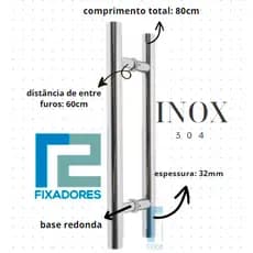 Puxador Inox 80cm (80X32) p/ Porta de vidro, madeira, alumínio e portão)
