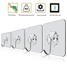 KIT 30 Ganchos Aço Inox Parede Adesivo