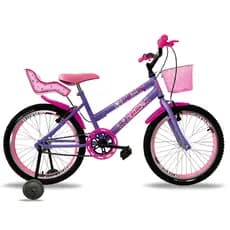 Bicicleta Infantil Menina Aro 20 Bella Com Rodinha e Cestinha 5 a 8 anos Cadeirinha de Bonecas