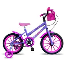 Bicicleta infantil menina Aro 16 Feminina Bella Bikes Com Rodinha e Cestinha