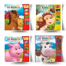 Kit: Conhecendo os sons da fazenda: Cavalo + Macaco + Porquinho + Vaquinha (4 Vol)