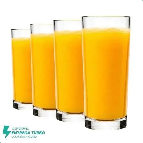 Jogo com Copos de Vidro 225ml – 4 ou 8 Peças - Kit Ideal para Servir Drinks, Sucos e Bebidas