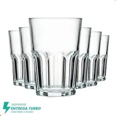 Jogo De Copos Em Vidro Kit 6 Peças Cozinha Água Suco Drink Refrigerante 350ml Mesa Posta Casa Nova