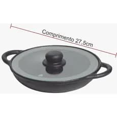 Panela Parmegiana De Ferro Fundido Com Tampa De Vidro 20cm