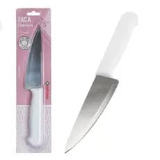 Faca Profissional Aço Inox Cozinha Churrasco Cabo Branco 5¨