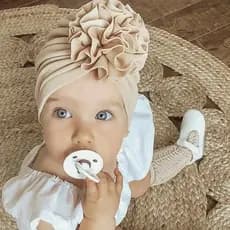 Turbante com flor bebe touquinha touca infantil