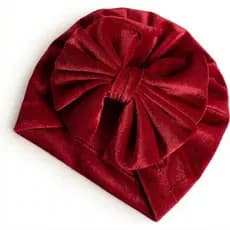 Turbante Bebê em Veludo com Laço | Touca Infantil Menina | Acessório Confortável e Elegante touca recém-nascido