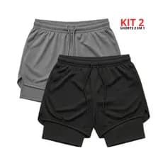 Kit 2 Shorts Masculino de Treino 2 em 1
