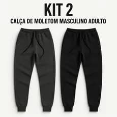 Kit 2 Calça Moletom Peluciadas Com Punho e Elástico de Ajuste