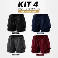 Shorts Feminino Academia 2 Em 1 Dry Fit Com Bolso Treino Fitness