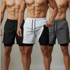 Kits Bermuda Dry-Fit 2 em 1 Musculação Corrida  ⭐ ⭐ ⭐ ⭐