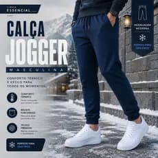 Calça Jogger Masculina De Moletom Premium Com Cordão Ajustável Modelo Casual Streetwear Para Frio Peluciada