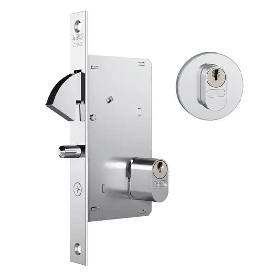 fechadura porta de correr bico de papagaio redonda inox stam