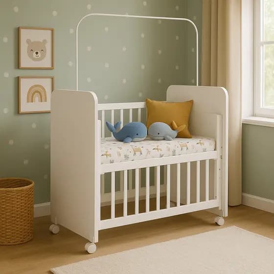 Mini Berço Infantil Bedside Com Colchão Grade Móvel Branco Liberty Móveis
