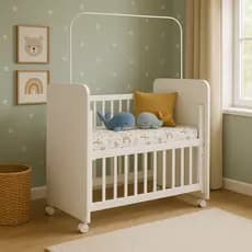 Mini Berço Infantil Bedside Com Colchão Grade Móvel Branco Liberty Móveis