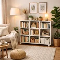 Nicho Organizador Estante para Livros Multiuso 9 Nichos Com Rodízios Expositor Para Loja, Sala e Home Office
