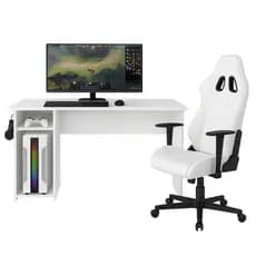 Mesa Gamer Gaming Desk Para Computador PC 114x54cm Suporte CPU Branca