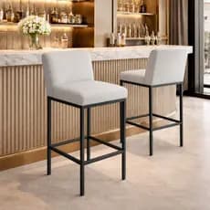 Kit 2 Banquetas Viena Alta Estofada Em Veludo Com Encosto Para Bancada Cozinha Área Gourmet 92 cm Com Pés Preto