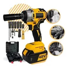 Chave de Impacto 48v Profissional com 2 Baterias de Litio recarregável portátil parafusadeira pneumática - Bivolt