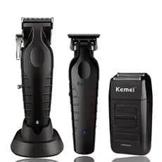 Kit 3 Máquinas De Cortar Cabelo Kemei Original KM-2296 + KM-2299 + KM-1102 Shaver - Bivolt