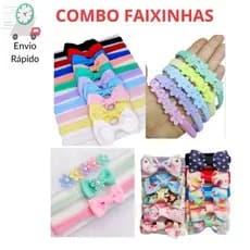 Kit 28 Faixinhas de Cabelo para Bebê Laço Tiarinha Menina Enxoval Rn