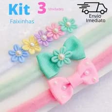 Kit Faixinhas Laço Bebê Rn 3 Unidades