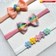 Kit 3 faixinhas lacinho para bebe tiara infantil
