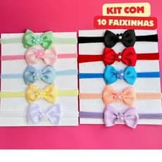Kit 10 Faixinhas Tiara Bebê Laços Rn Lacinhos Maternidade