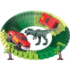 Trilha de Dinossauro Monta e Desmonta 52 Peças, Fácil Montagem Com Carrinho Track