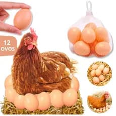 Ovo de Galinha Caipira Falso Kit Com 12 de Plástico Induz Galinha Bota Ovo ENVIO RÁPIDO