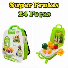 Kit de Frutas de Brinquedo com Acessórios Maleta 24 Peças 3 em 1 ENTREGA RÁPIDA