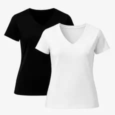 Kit 05 Blusas Gola V Manga Curta Tecido Malha Fria Femininas Alça Leve, Confortável!