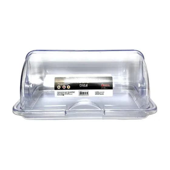 Porta Pao Cristal Com Tampa Articulavel P/Mesa 30x20cm
