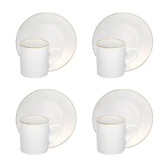 Jogo C/4 Xícaras Royal Em Porcelana Com Pires Café Chá 90ml