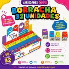 Borrachas Cubo Decorada Joy Caixa C/32 Und Leo&Leo