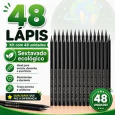 Kit 48 Lápis Preto HB Nº2 Sextavado Ecológico Onda Pro Escolar Desenho Escritório