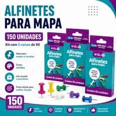 Alfinetes Para Mural Cortiça Taça Coloridos 150 unidades Ideal Mapa