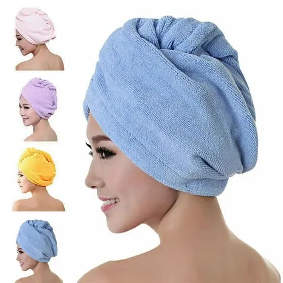Toalha Touca De Secar Cabelo Microfibra Efeito Anti Frizz
