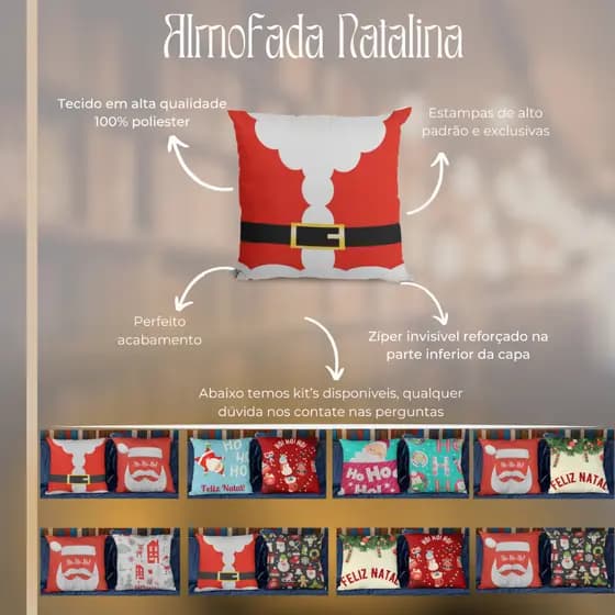 Kit 2 Capas De Almofadas Decorativas Natal
